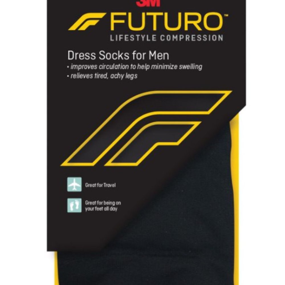FUTURO Men's Dress Socks for Improved Circulation - Black Size: L